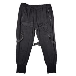 Z-Man Black Jogger Gothic Strappy Pants with Pockets size 38